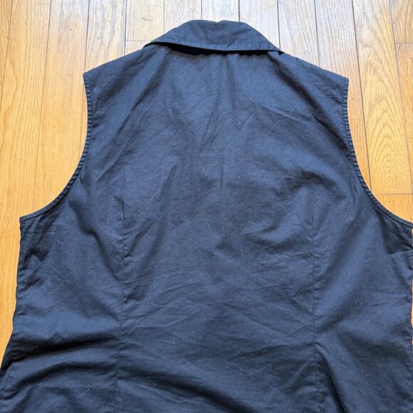 Vintage Allison Taylor Size XL Black Sleeveless Smocked Bib Button Front Shirt - Picture 12 of 13
